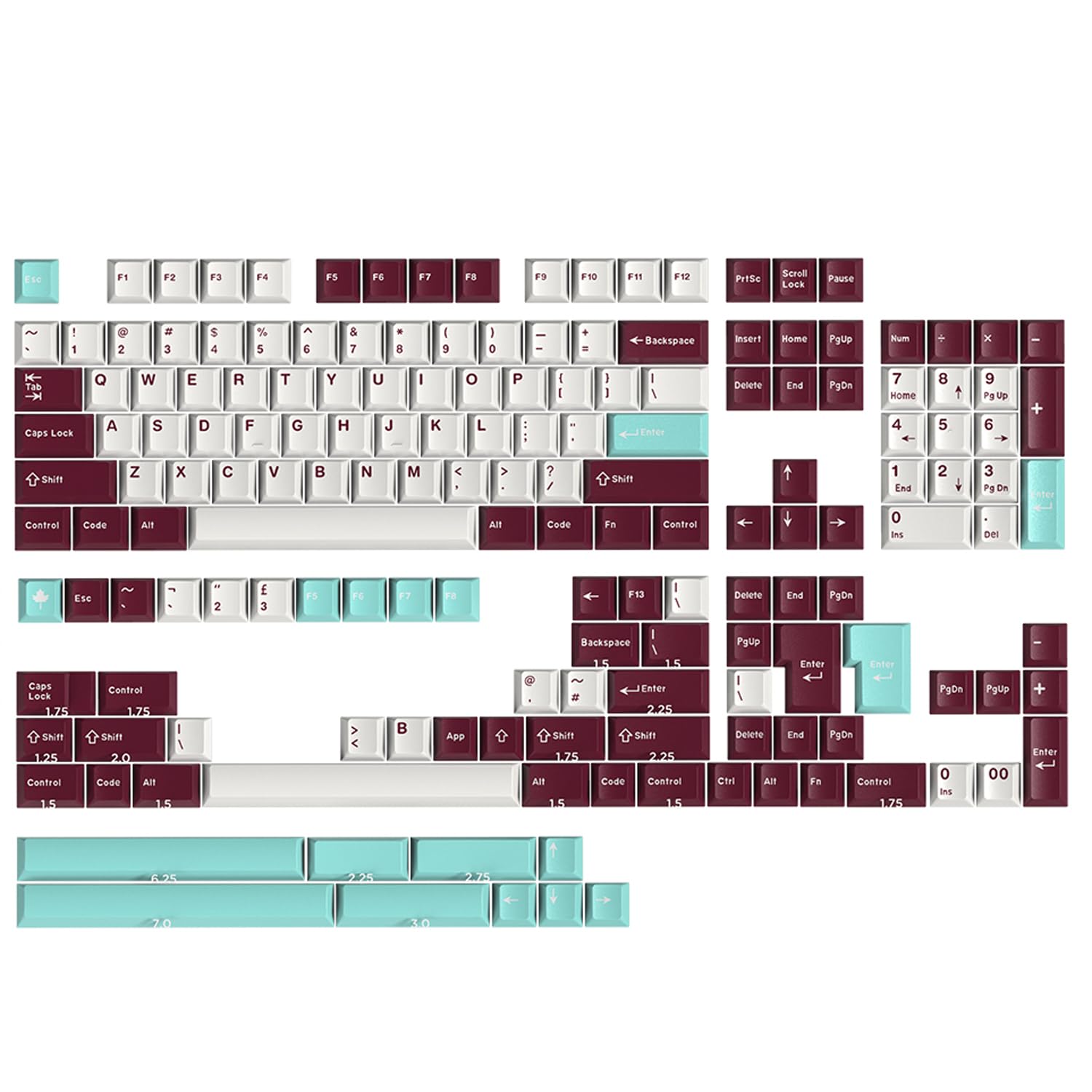 Fogruaden PBT Keycaps Set, Cherry Profile Custom Keycap for Mechanical Keyboard Keycaps(Cherry yaoye)