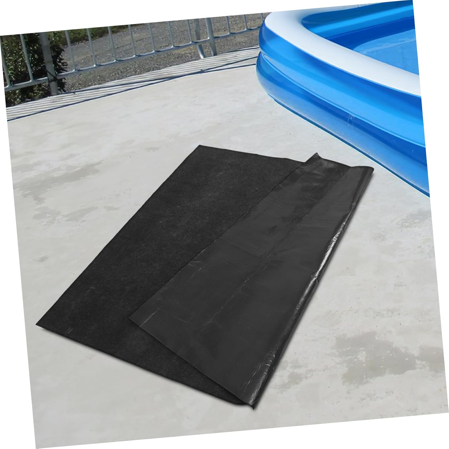 Hot Tub Base Mat Inflatable Spa Liner Outdoor Padded Mat Square Spa Pad Sturdy Pool Cushion 198x198cm Black