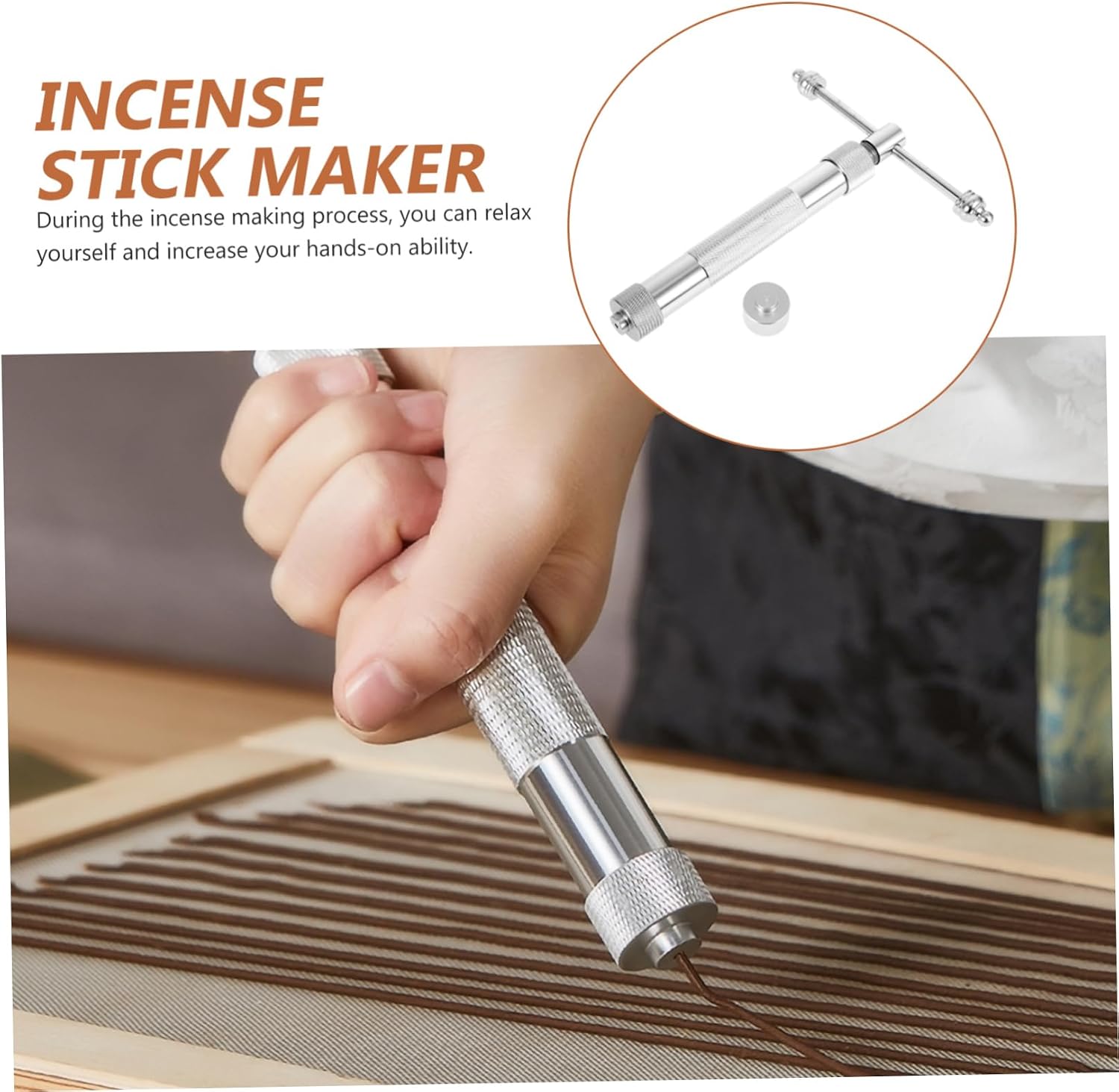 ABOOFAN Clay Extruder Incense Maker Tool Portable DIY Incense Squeezer for Long Slender Sticks Iron Design for Present for Aromatherapy Meditation