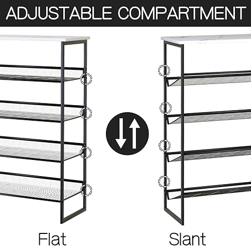 Miniatura 4 de Garden 4 you estante para zapatos de 5 niveles, organizador de almacenamiento independiente multiusos ajustable plano y inclinado de mármol blanco