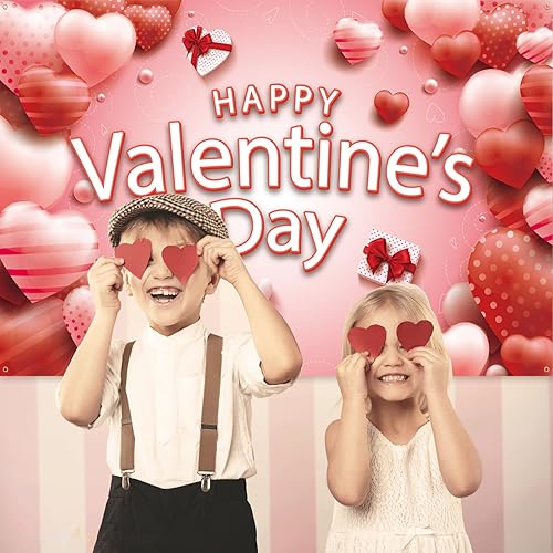Miniatura 6 de Cartel de fondo de San Valentín, pancarta grande para decoración de día de San Valentín, corazón rojo rosa, póster de San Valentín, fondo de fotos,