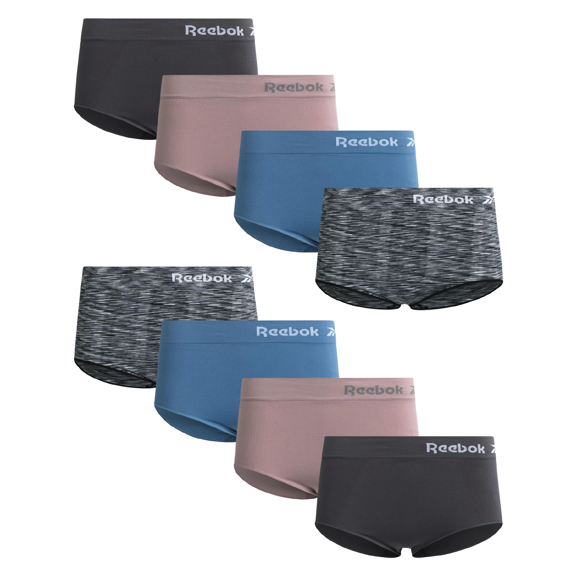Reebok Womens Briefs - 8 Pack Stretch Comfort High Rise, Tag-Free Seamless | Soft Flexible Feel Moves with Your Day, Clean Barely-There Fit Helps Reduce Visible Lines Under Fitted Clothes