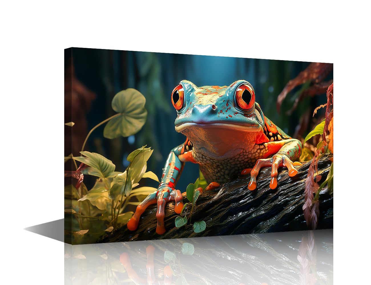 Red Eyed Tree Frog Canvas Wall Art Wall Decor 1 Piece Tropical Rainforest Animals Painting for Home Decoration Animals Wall Decor Framed Ready to Hang 12x18 inch