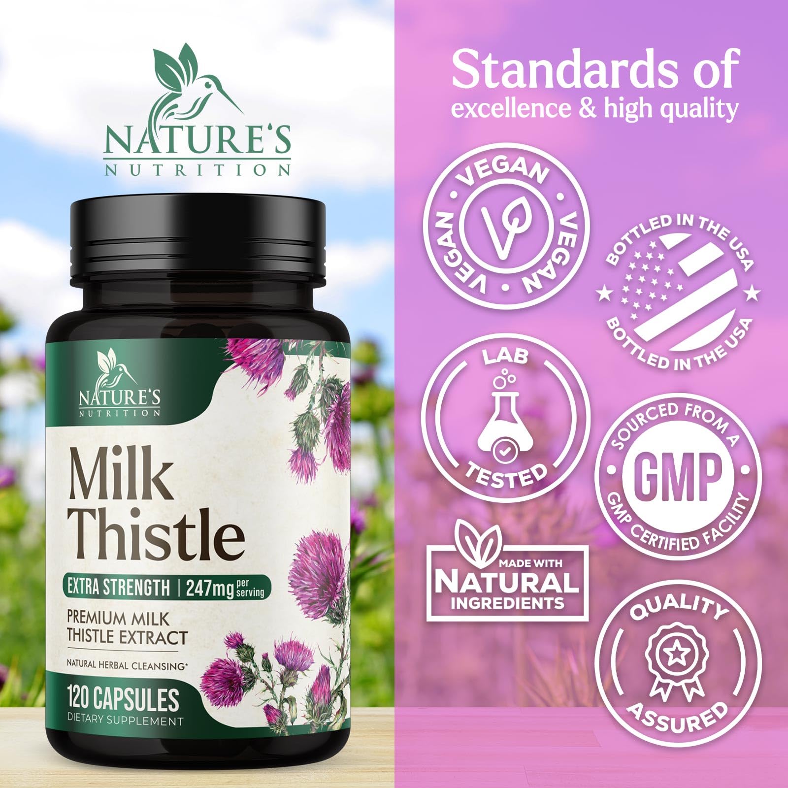 Milk Thistle Supplement - Powerful Liver Cleanse Detox & Repair Formula - Milk Thistle with Silymarin Marianum & Dandelion Extract - Natural Herbal Liver Health Complex - Made in USA - 120 Capsules — Amazon image 4