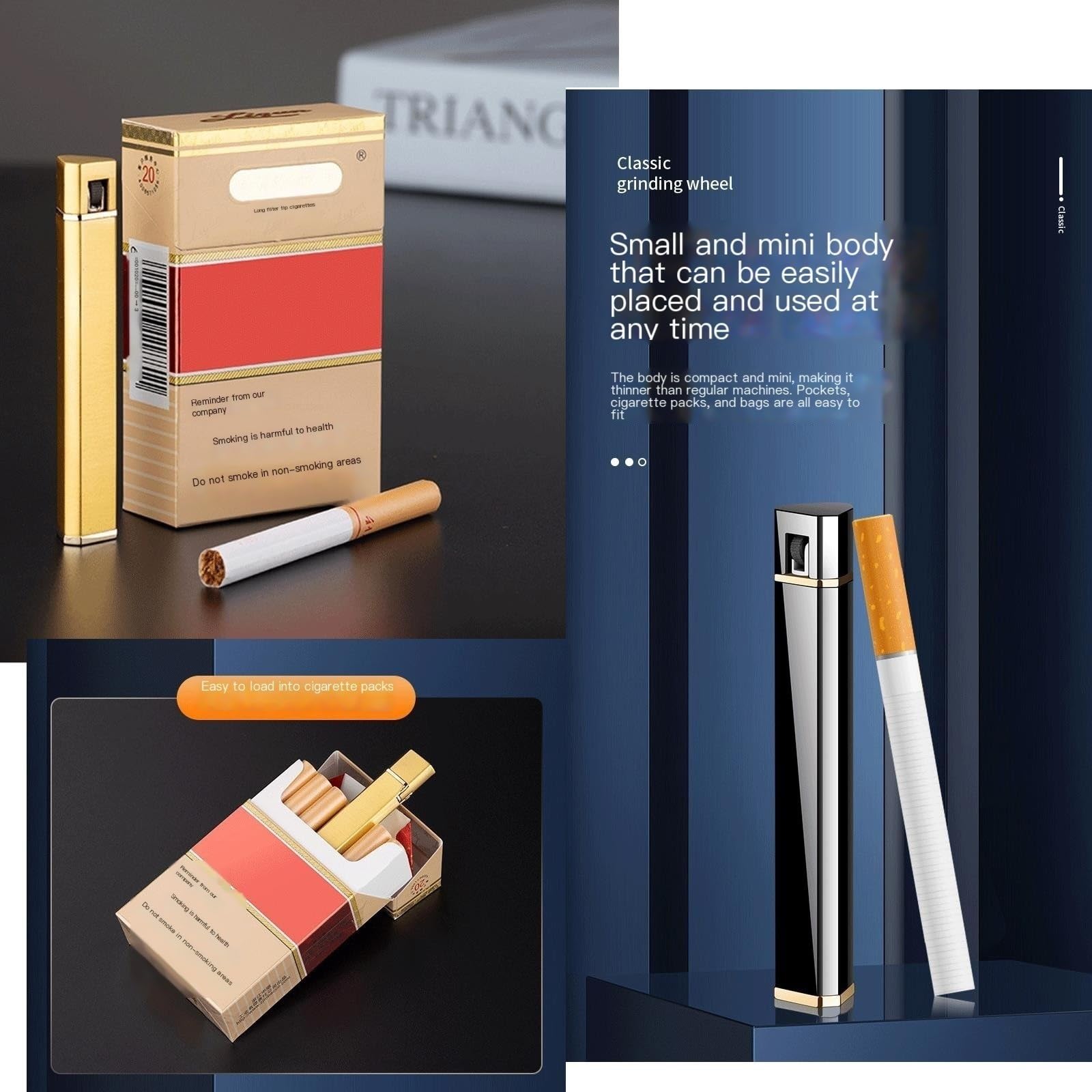 lighter that fits in cigarette pack Amazon.com: Compact lighter Lighters Butane Fuel Refillable Mini Lighter  small Portable Adjustable Traditional Flame Lighter for Cigarettes Cigars  Candles Can Be Put In To The Cigarette Box ( Color : Gold brushed :