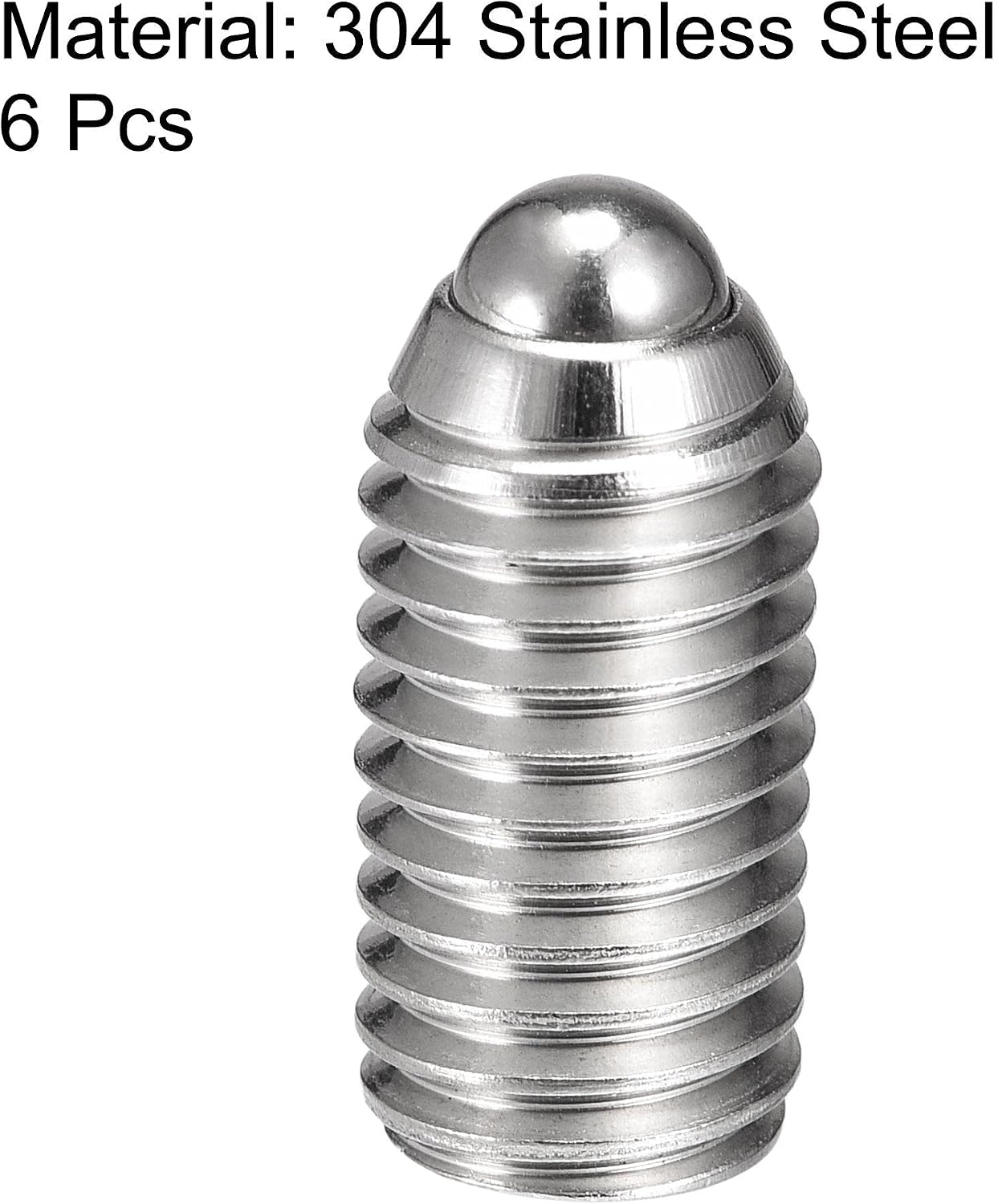 sourcing map Ball Point Set Screws, M10 x 20mm 304 Stainless Steel Metric Spring Hex Socket Screw 6pcs - Image 4