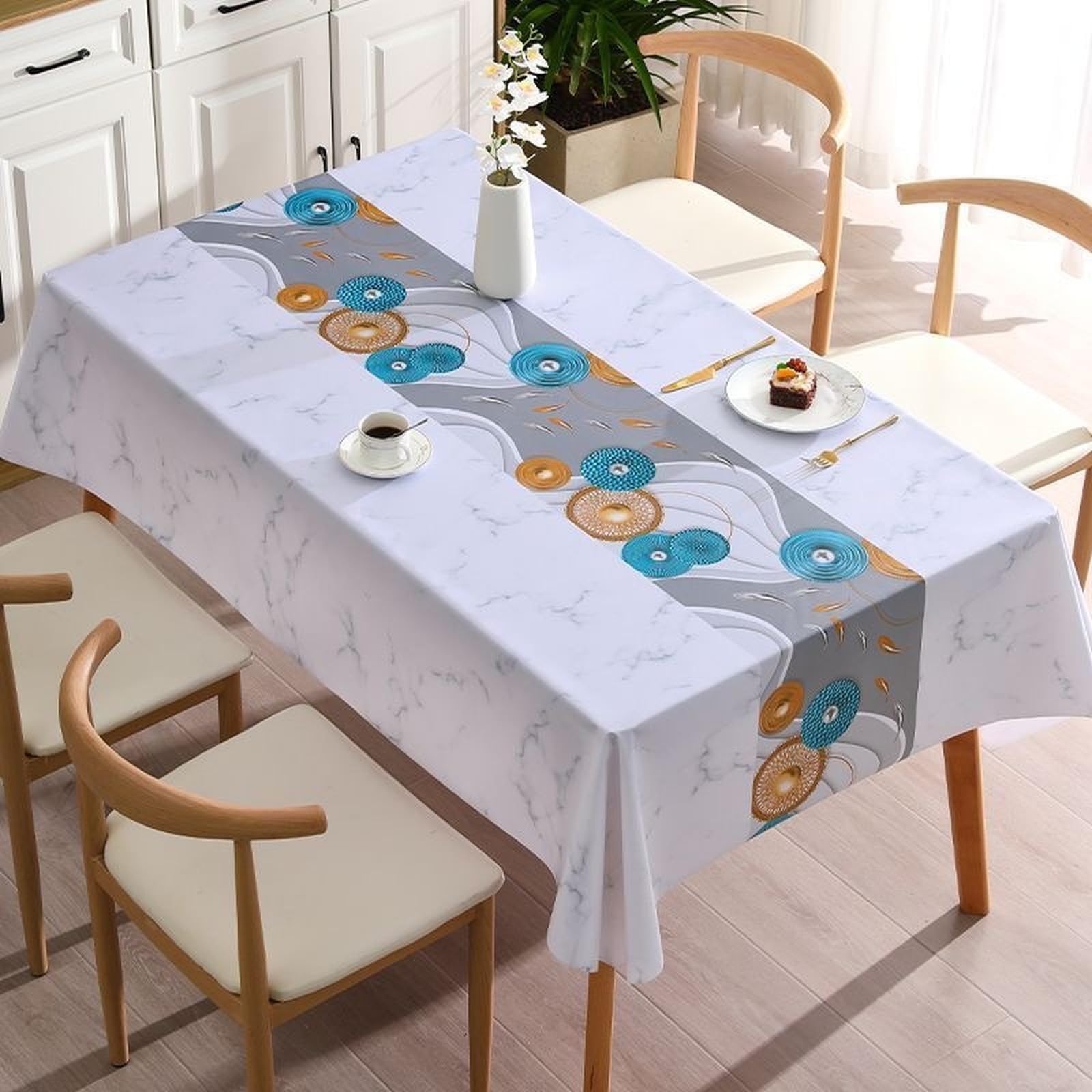 Nappe en PVC gris 120x120 cm imperméable et facile à nettoyer