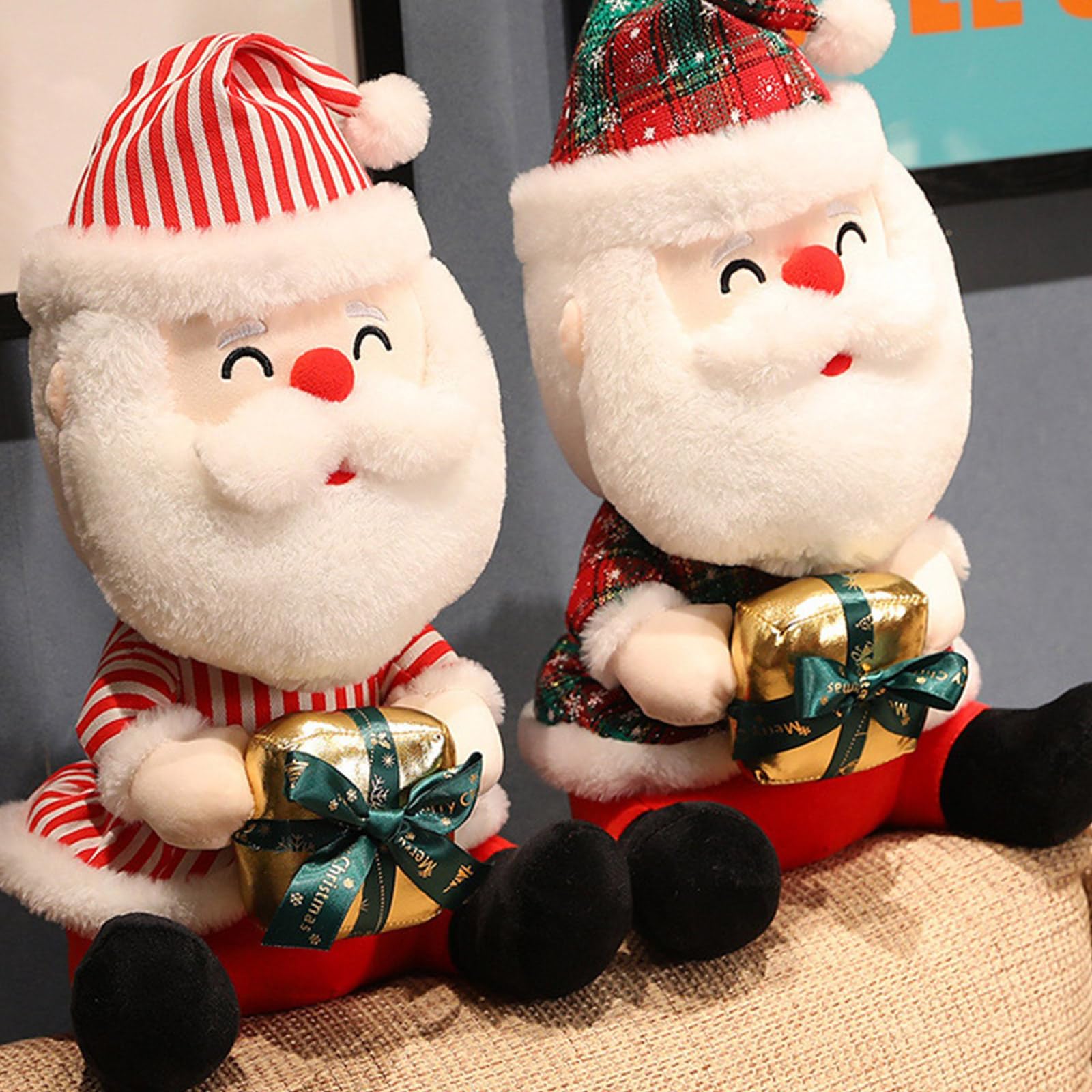 Elegante figura de Papá Noel, peluche de Papá Noel con, perfecto para decoraciones navideñas y festivas