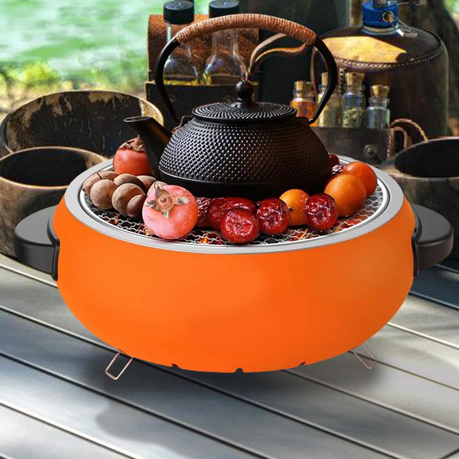 Przenośny grill ze stali nierdzewnej, odporny na wysokie temperatury, narzędzie do grillowania Chal, do gotowania na świeżym powietrzu, na kemping, wędkowanie, wędrówki, ogród, podwórko i patio
