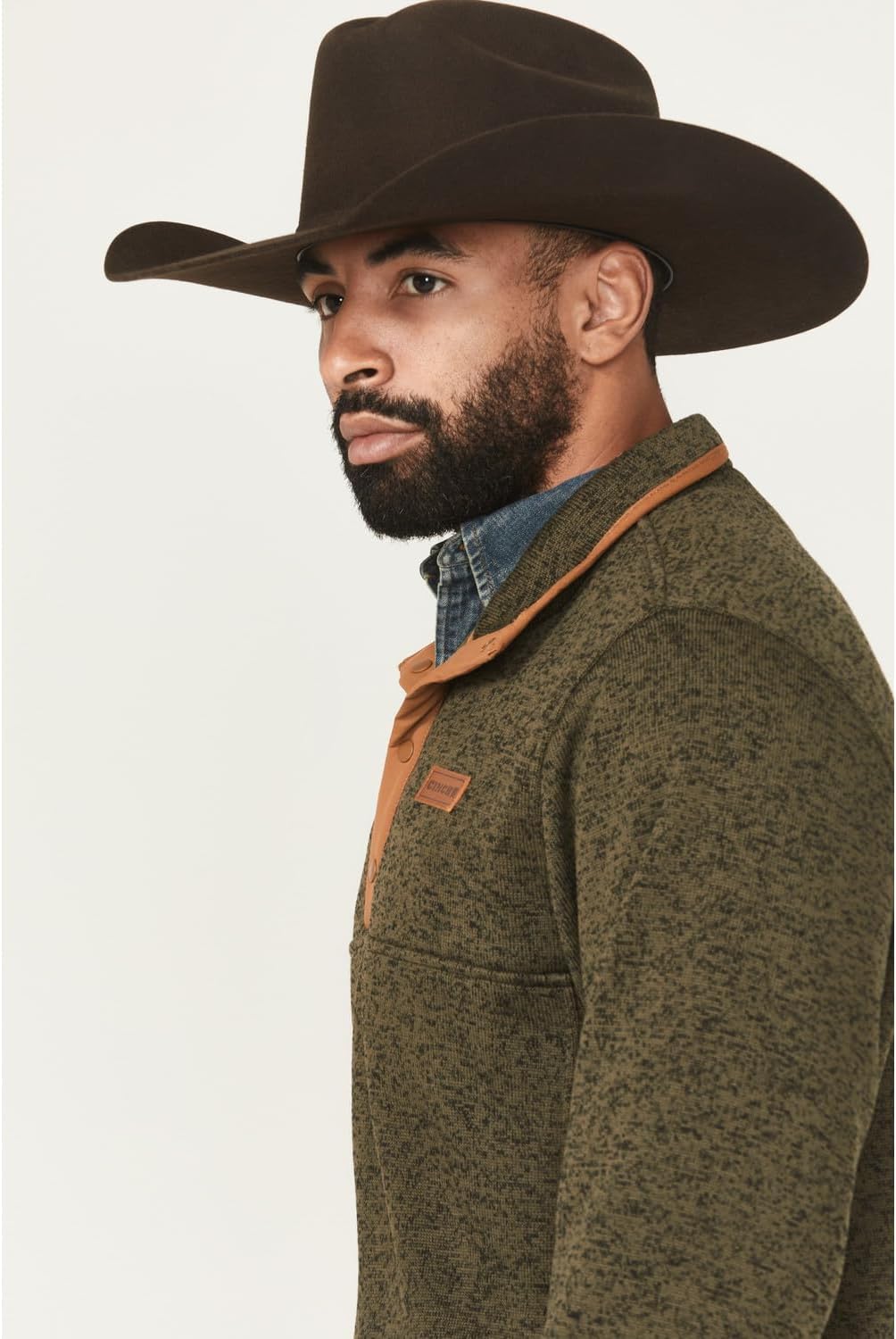 Cinch Men's Olive with Tan Trim Pullover - Image 2