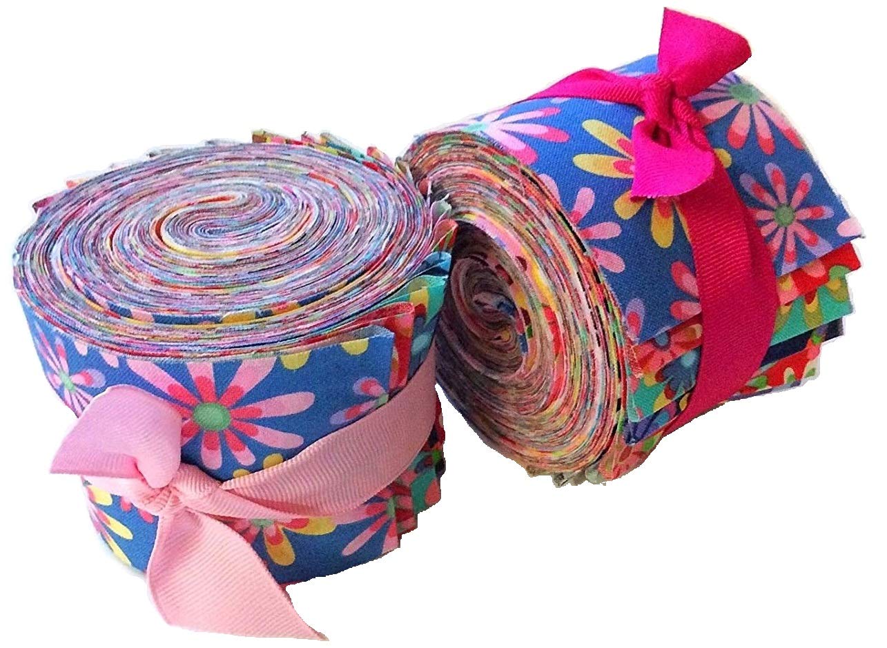 Jelly Roll Fabric - 10 Colores Sólidos Surtidos, 100% Algodón, 40 Tiras