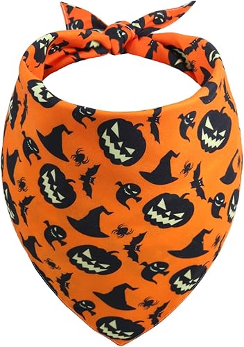 Bandana de Halloween para perro, 1 paquete, bufanda reversible triangular duradera de alta calidad, bandana ajustable para cachorro, pañuelo para