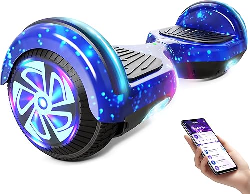 Scooter con luces LED Bluetooth Corlorful, ruedas de 6.5 pulgadas, scooter de motor dual de 300 W para niños, niñas, niños y adultos, todas las