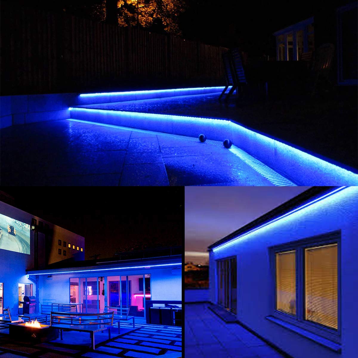 ONSSI® Bandes LED Néon 220V (Bleu,20 Mètres),Cordon Lumineuse COB 12W/M,Chaque Coupe de 10 cm, Étanche Ip65 avec Prise Interrupteur et Autocollant,LED Néon pour Utilisation Intérieure et Extérieure