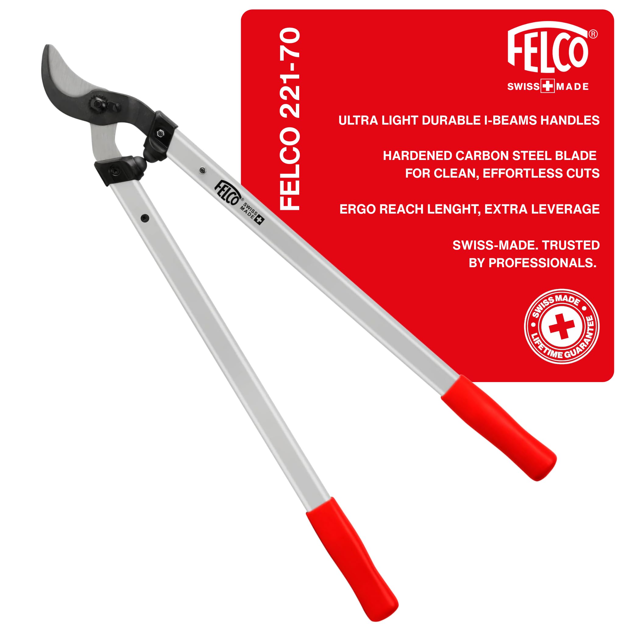 FELCO 221-700 Sekator dwuręczny o całkowitej długości 70 cm, z głowicą tnącą ciągnącą