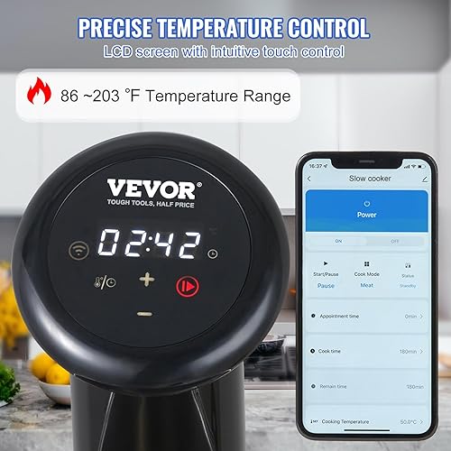Miniatura 3 de VEVOR Máquina Sous Vide con control de aplicación Bluetooth Wi-Fi Connect, circulación de inmersión de 1200 W, IPX7 impermeable, con control de