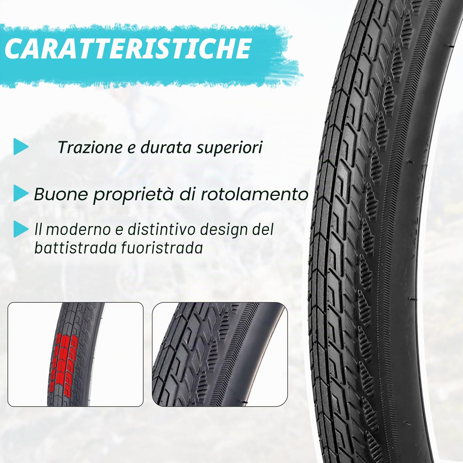 ZUKKA Set di 2 pneumatici pieghevoli da, 20/24/26 x 1,75 pollici, pieghevoli, per bicicletta,mountain bike, bicicletta per bambini