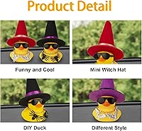 Vista 3 de Figura de pato de Halloween con mini sombrero de bruja, gafas de sol, collar para decoración de tablero de automóvil, V3-y2-b&red
