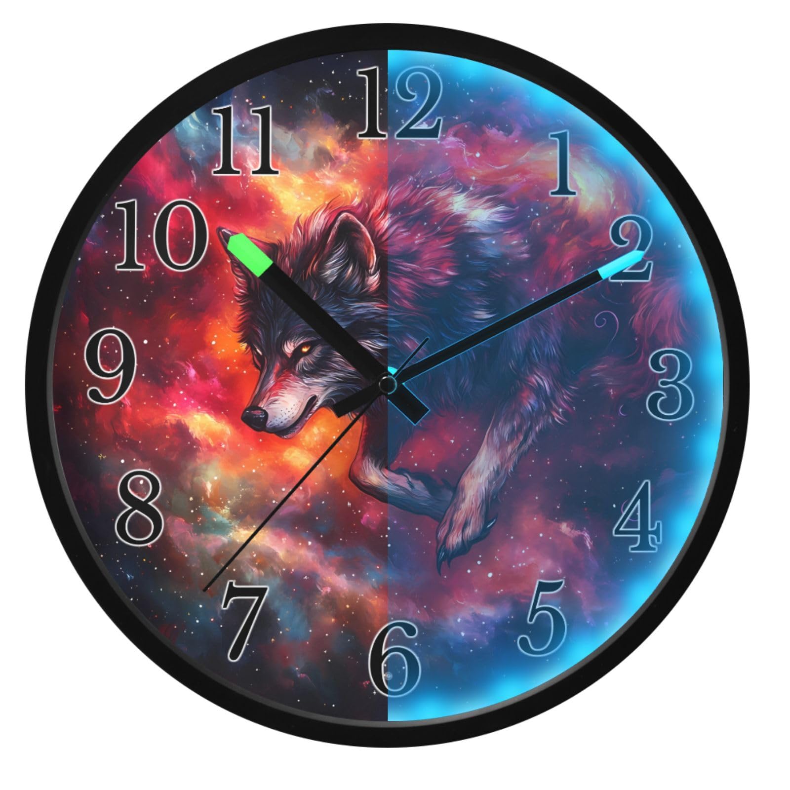 Mnsruu Reloj de pared luminoso con diseño de galaxia y cielo estrellado, funciona con pilas, silencioso, brilla en la oscuridad, para sala de estar, cocina, 30,5 cm