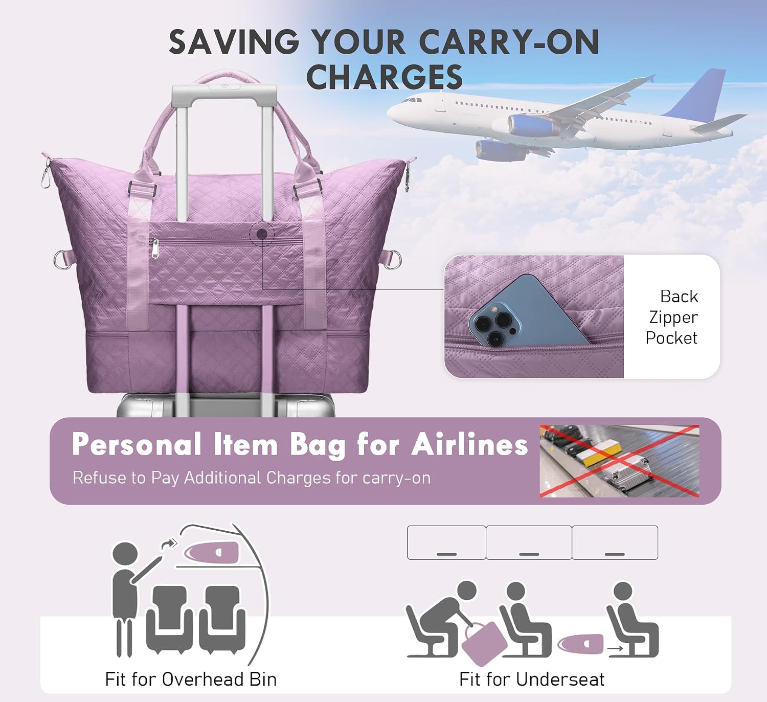 WOOMADA Initial Duffle Bag with Shoe Compartment,Personalized Weekender Bag, Overnight Bag for Women Girls, Gym Bag with Toiletry Bag