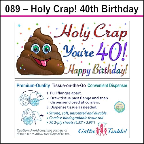 Miniatura 3 de Papel higiénico temático To Go - Holy Crap Humor (paquete de 3) (089 Holy Crap 40th Birthday)