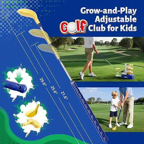 Miniatura 4 de EagleStone Juego de golf para niños con sombrero juego de juguetes de golf con 15 pelotas de golf de entrenamiento equipo de clubes juego de