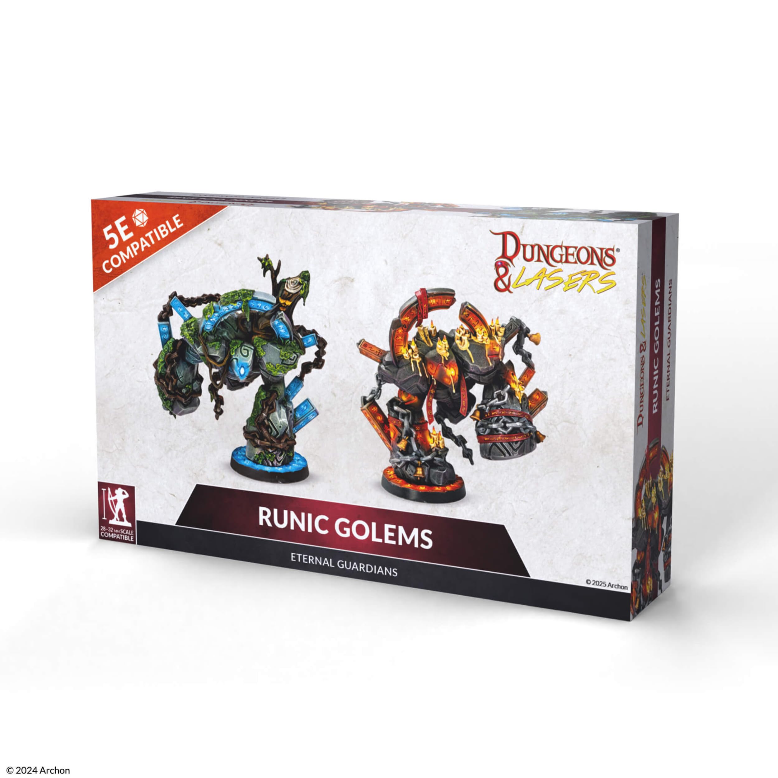 Dungeons & Lasers Runic Golems Eternal Guardians Large DND Miniatures - 2 Large Models for RPG Games - Unpainted, Unassembled - for 14+ Years