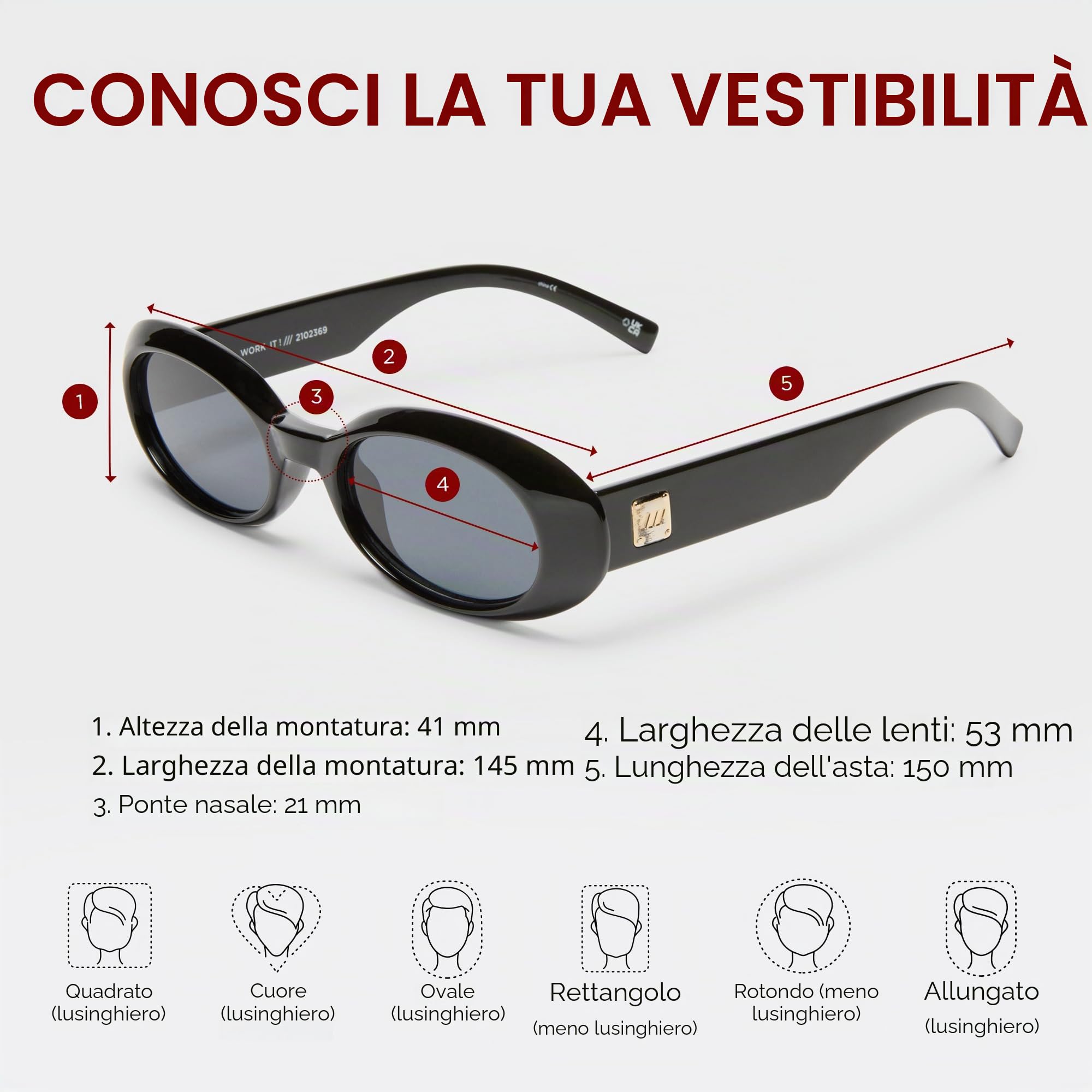 Le Specs WORK IT! Occhiali da sole da donna, forma ovale con alta protezione UV