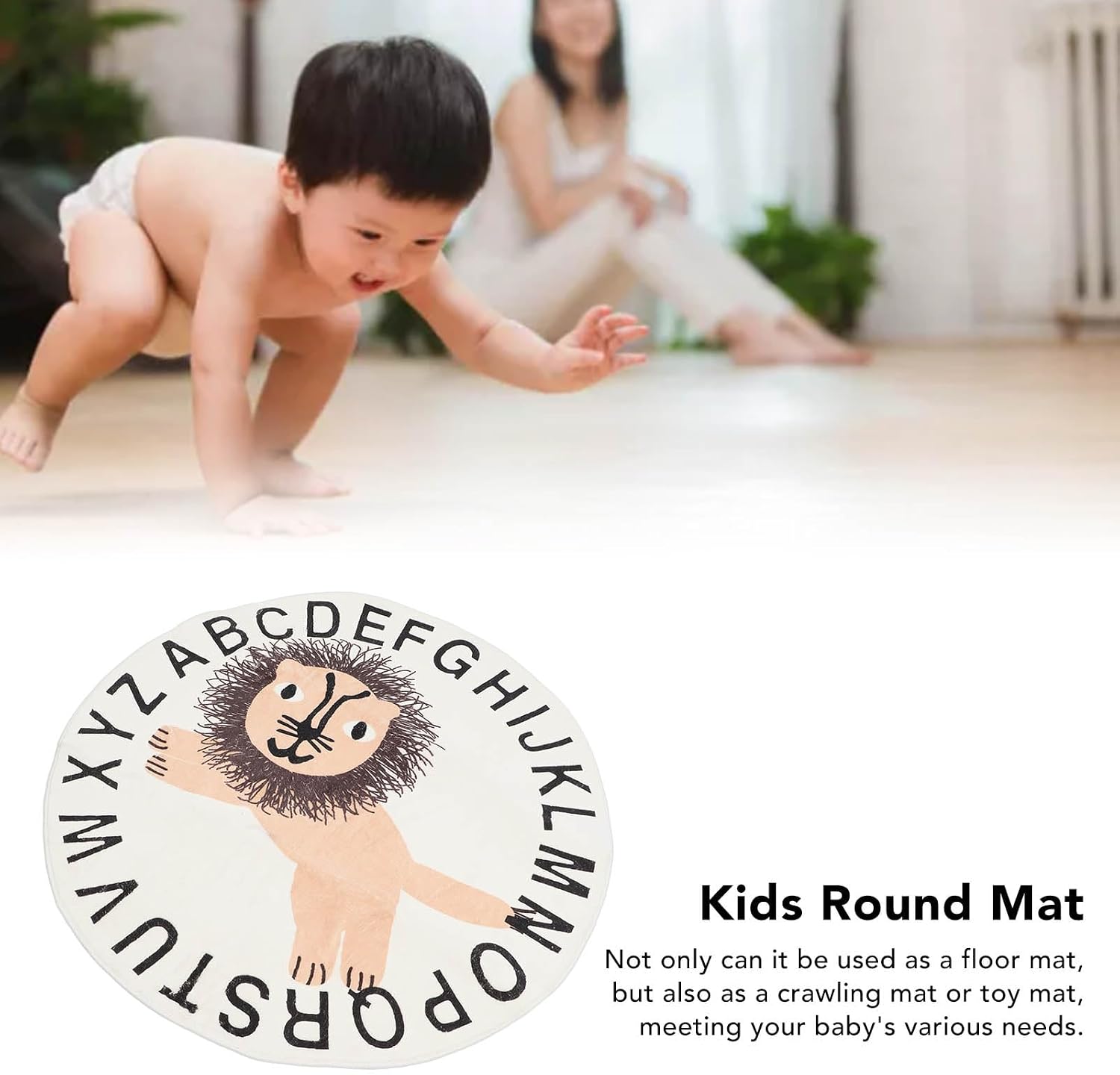 Horoper Round Area Rug,Carpet Bedroom Rug Super Soft Anti Slip Cartoon Animal Kids Play Mat Kids Nursery Washable Area Rugs Cute Circle Rug Play for Nursing Room 39.4in Diameter()