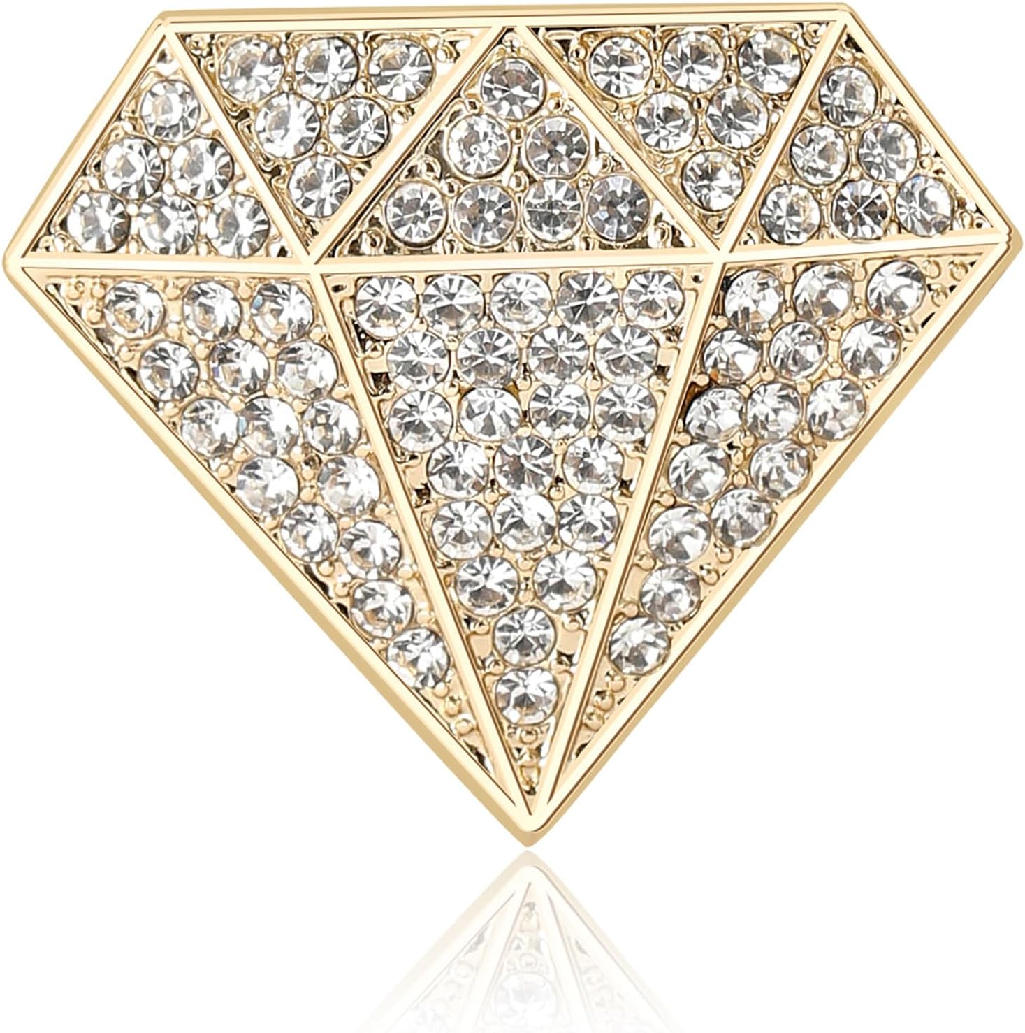 Sparkling Diamond Shape Brooch Pins Cubic Zirconia Crystal Rhinestone Lapel Collar Suit Dress Hat Badges Clothes Accessories Dainty Wedding Party Holiday Boutonniere Jewelry for Women Bride
