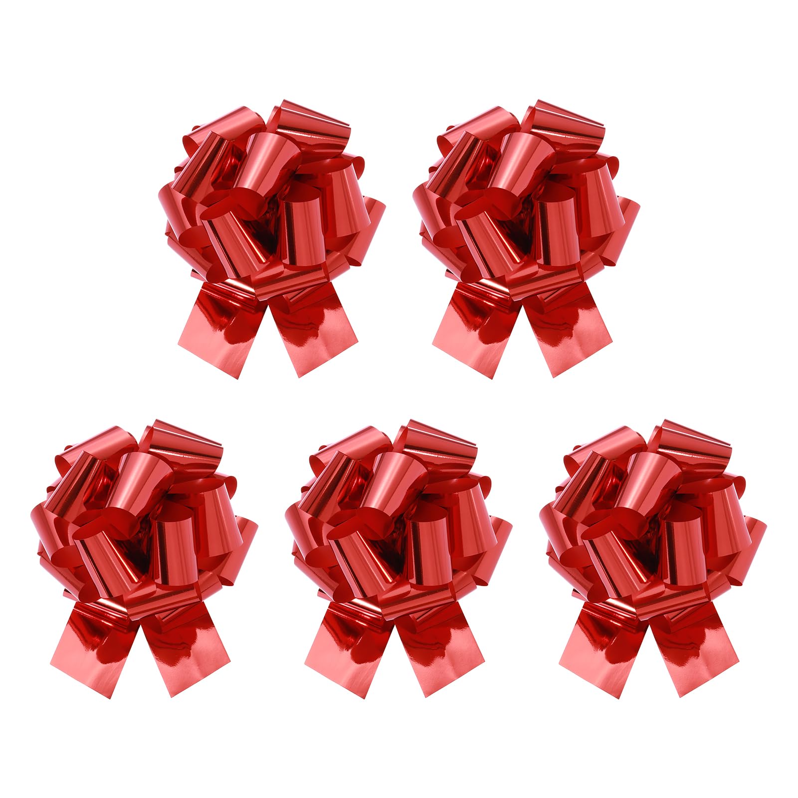 sourcing map 5Pcs 8 Inch Metallic Large Big Pull Bow Gift Wrapping Bows Ribbon for Wedding Car Baskets Presents Christmas Bow, Red
