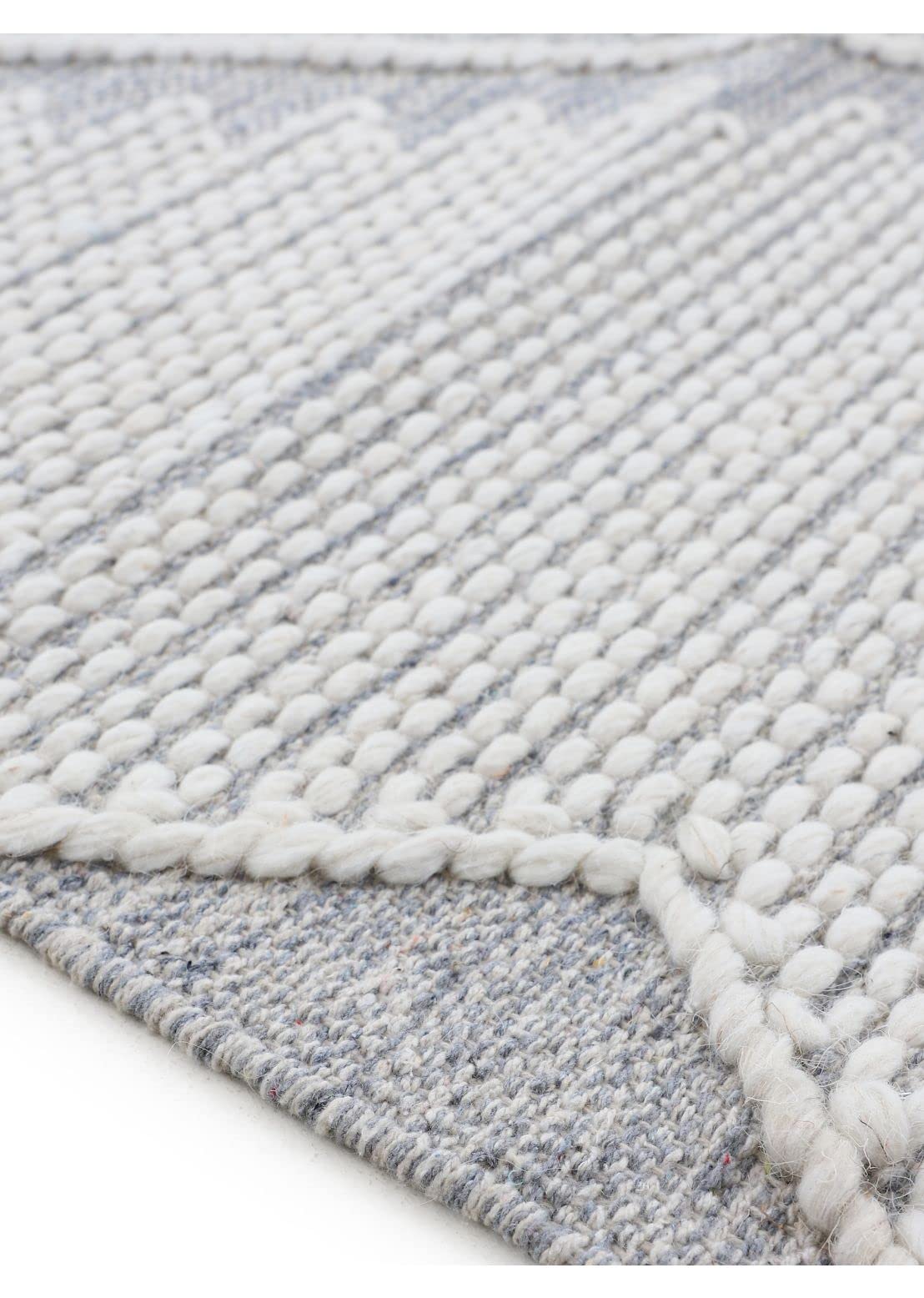carpetfine Baumwollteppich Kelim Durry robuster Flachgewebe-Teppich Grau 80x150 cm für Wohnzimmer, Schlafzimmer & Kinderzimmer