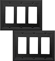 Vista 31 de Cubierta de Interruptor de Luz de Tomacorriente Dúplex Individual Belaire de Metal con Cuentas para Pared, Paquete de 4 Latón Antiguo 1 Gang