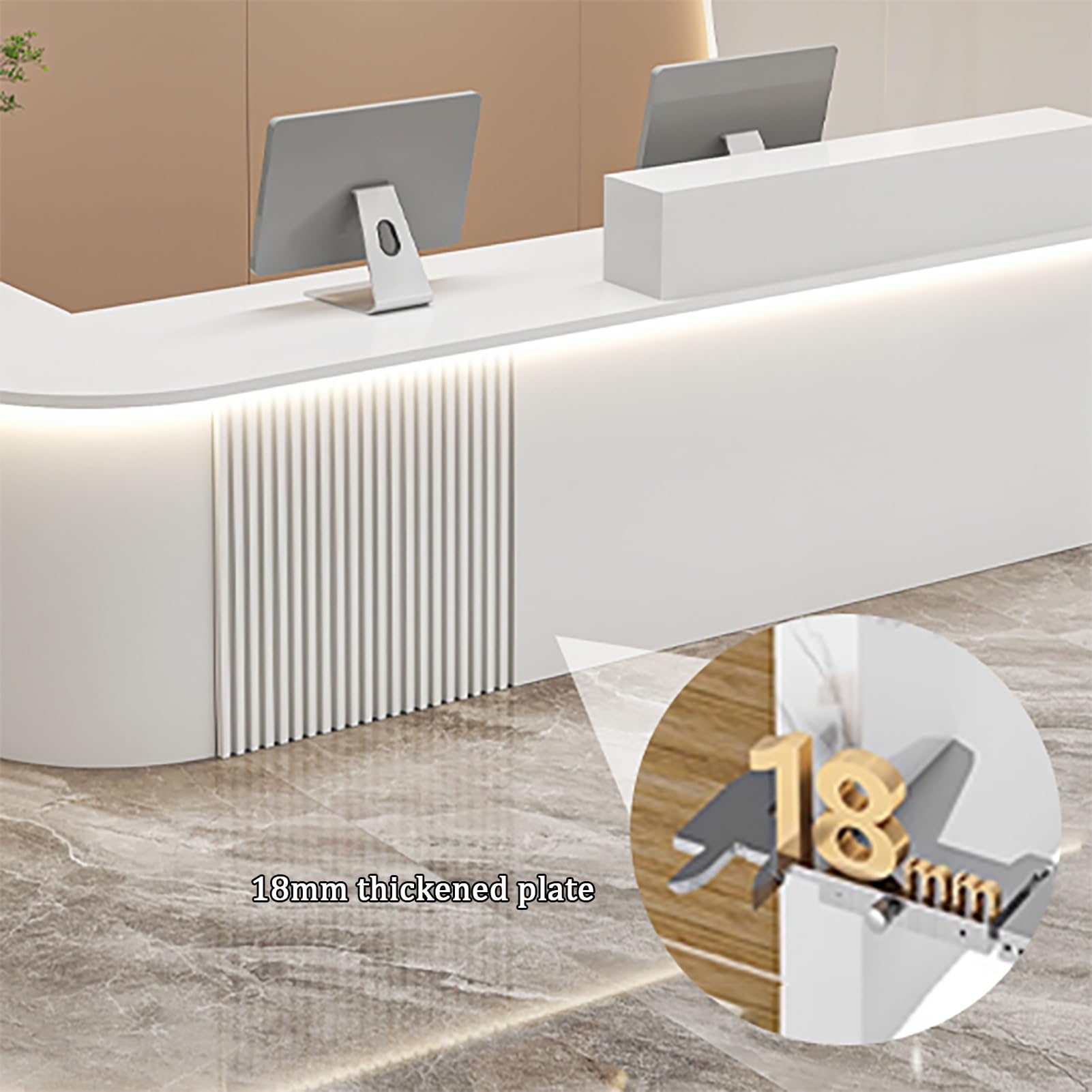 Generico Bancone Reception Bianco con Vassoio per Tastiera per Casse di Vendita al Dettaglio, bancone Moderno per saloni e Hall, 150x60x100 cm, Elegante e Funzionale, ID