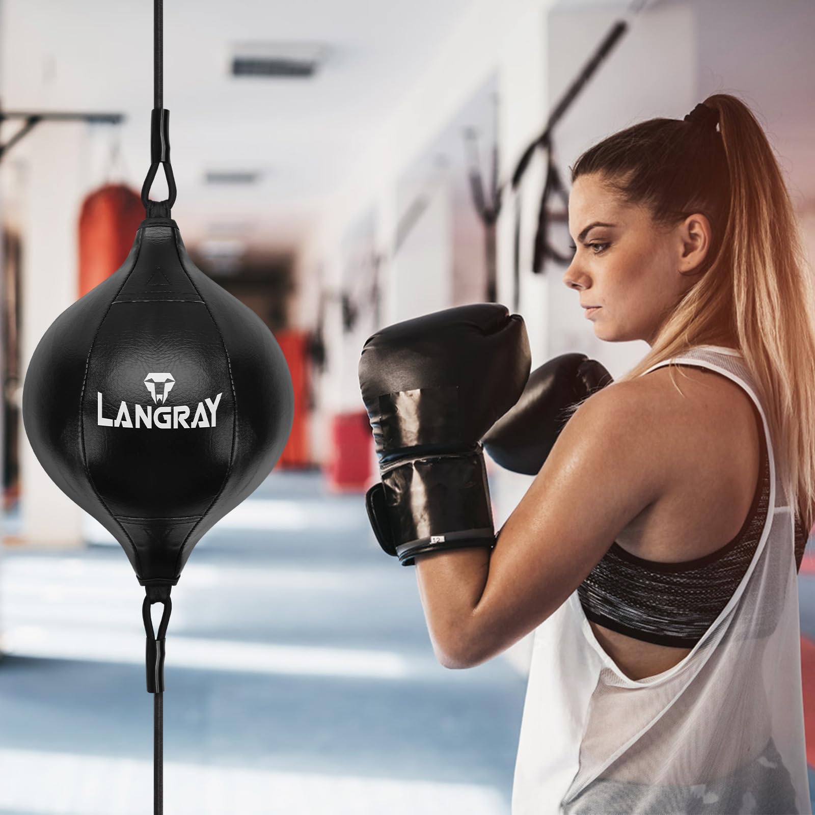 Sac de Frappe à Double extrémité, Sac de Boxe en Cuir synthétique avec Cordons élastiques réglables pour Adultes et Enfants
