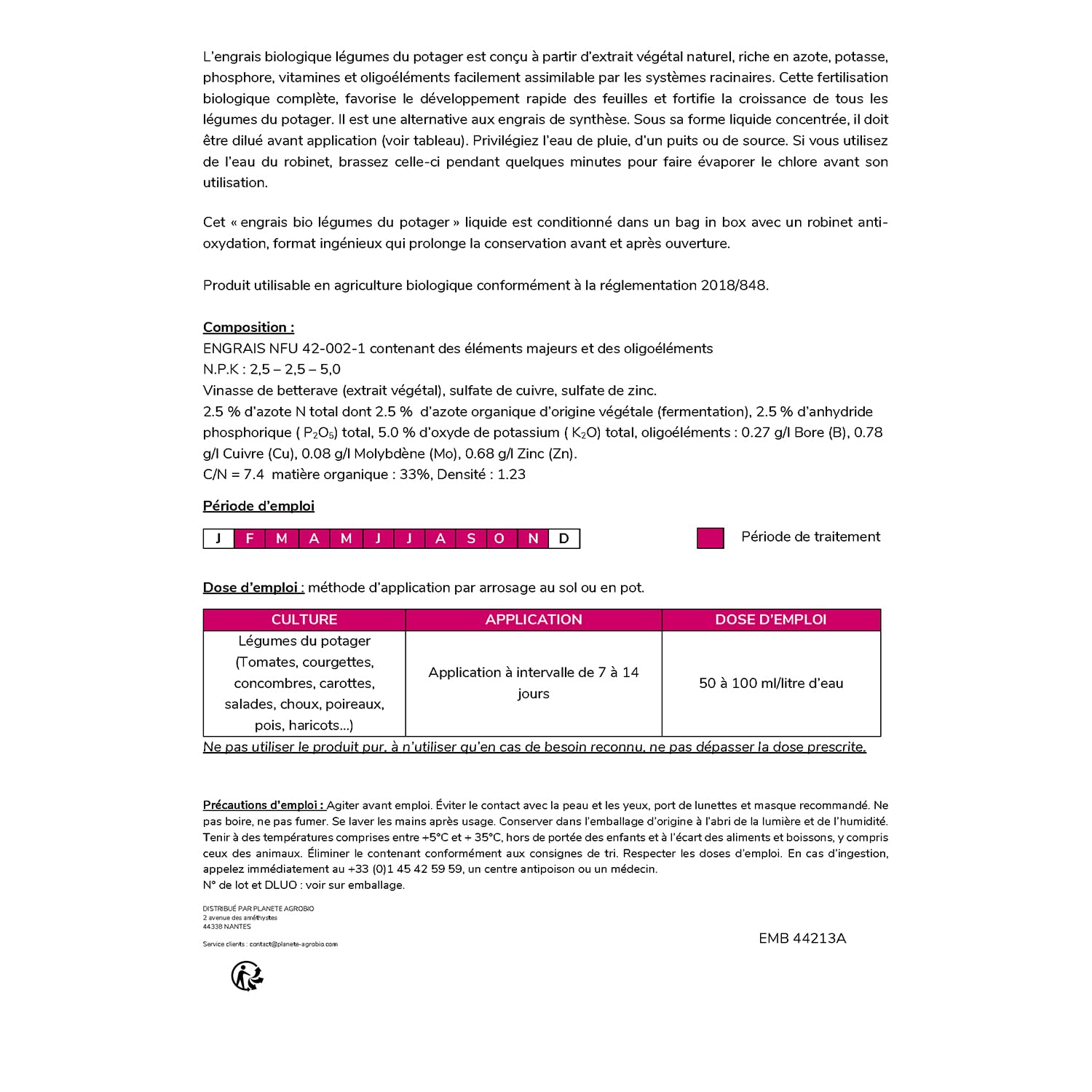 Engrais bio légumes du potager (5 Litres)
