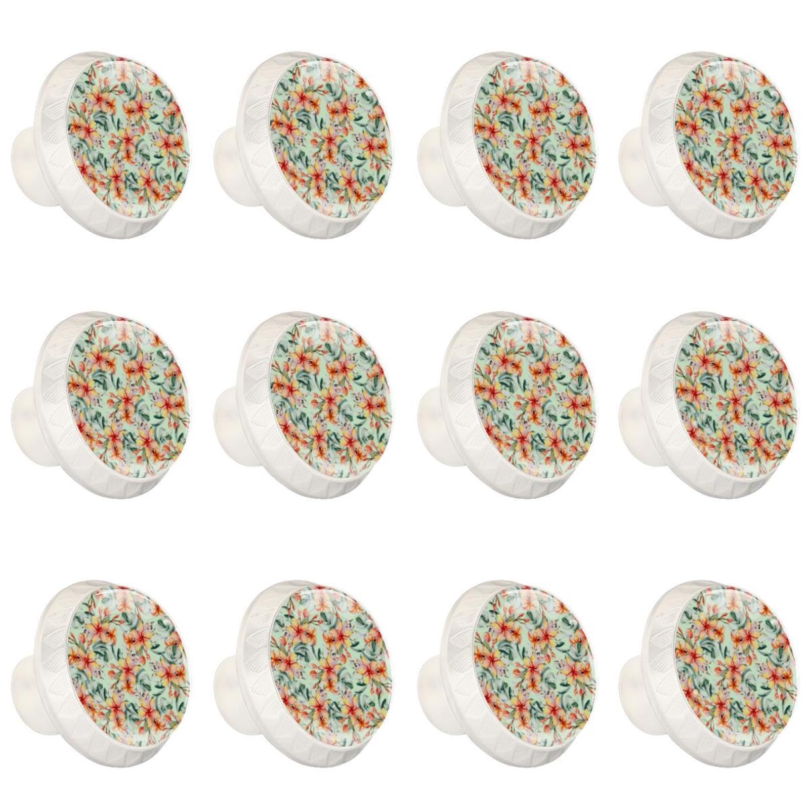 Poignées de meuble en cristal premium boutons ronds transparents style floral pour armoire