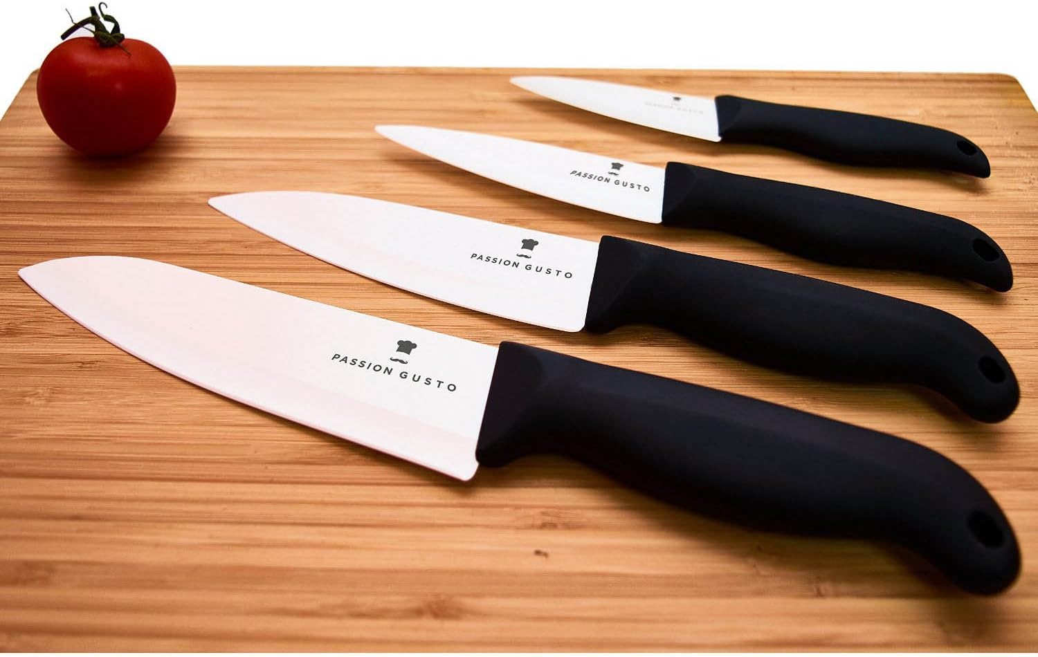 Ceramic knives - black / white - CATANA Series from Passion Gusto - Premium kitchen knife set in a beautiful giftbox