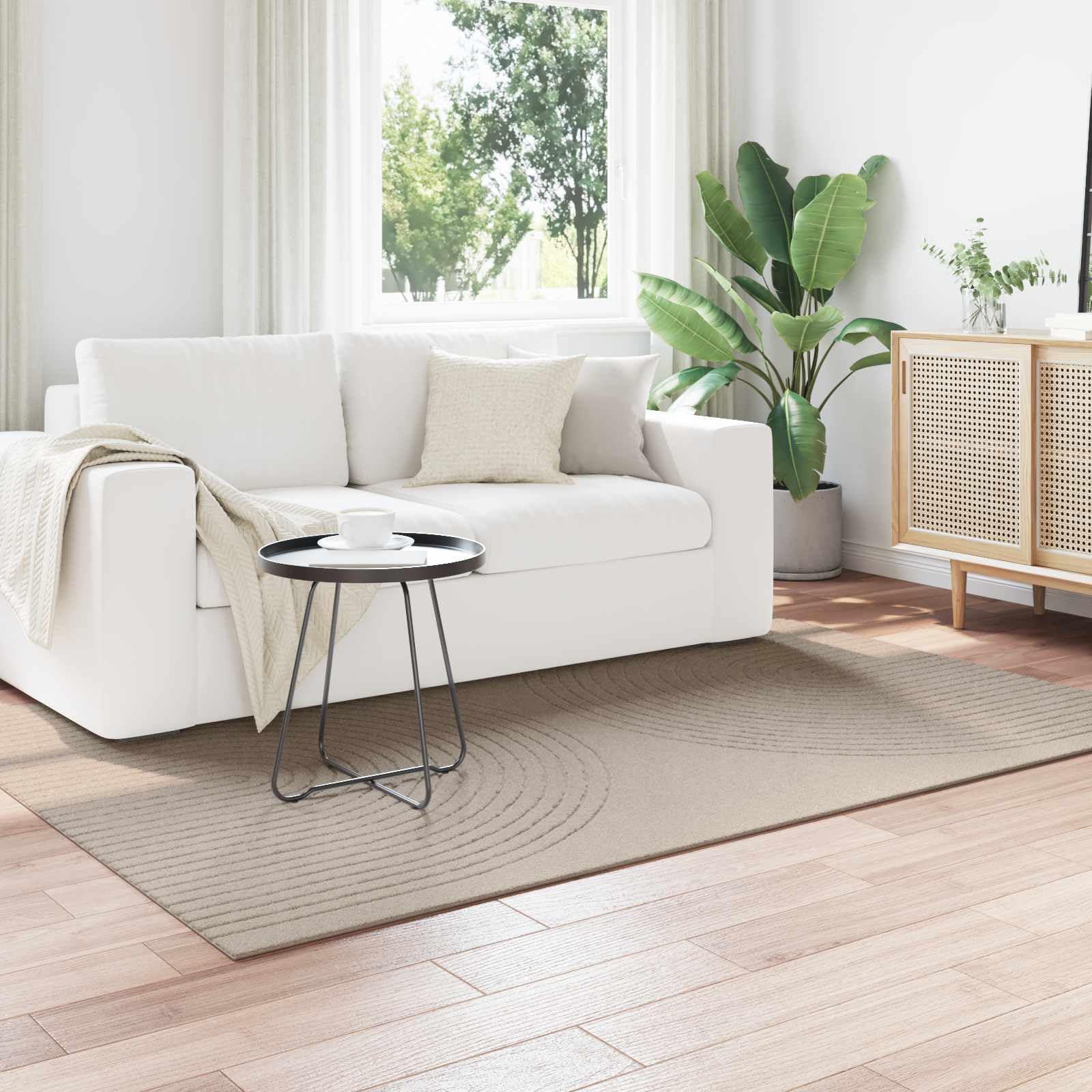 Galati Tapis beige 230 x 160 cm en polyester antidérapant pour salon, chambre à coucher, couloir, cuisine, salle de bain, lavable, anti-saleté, acoustique et protection thermique