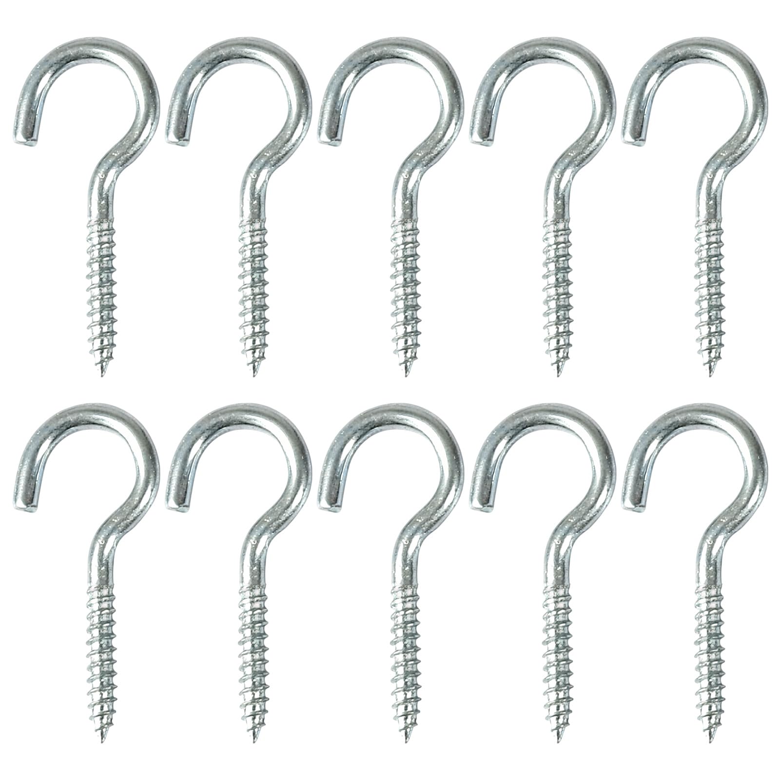 ChainYao Heavy-Duty Stainless Steel Screw Hooks, Pack of 10, 50mm (2 Inch) Ceiling & Wall Hooks for Hanging Plants, Curtains, Lights, Decoration - Secure Screw-in Hooks for Indoor/Outdoor Use
