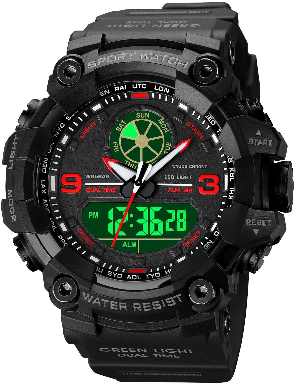 Military Mens Sports Analog Quartz Watch Dual Display Alarm Digital Watches with LED Backlight (Gray) (B07DQTYPYR) Amazon Price History, Amazon Price Tracker