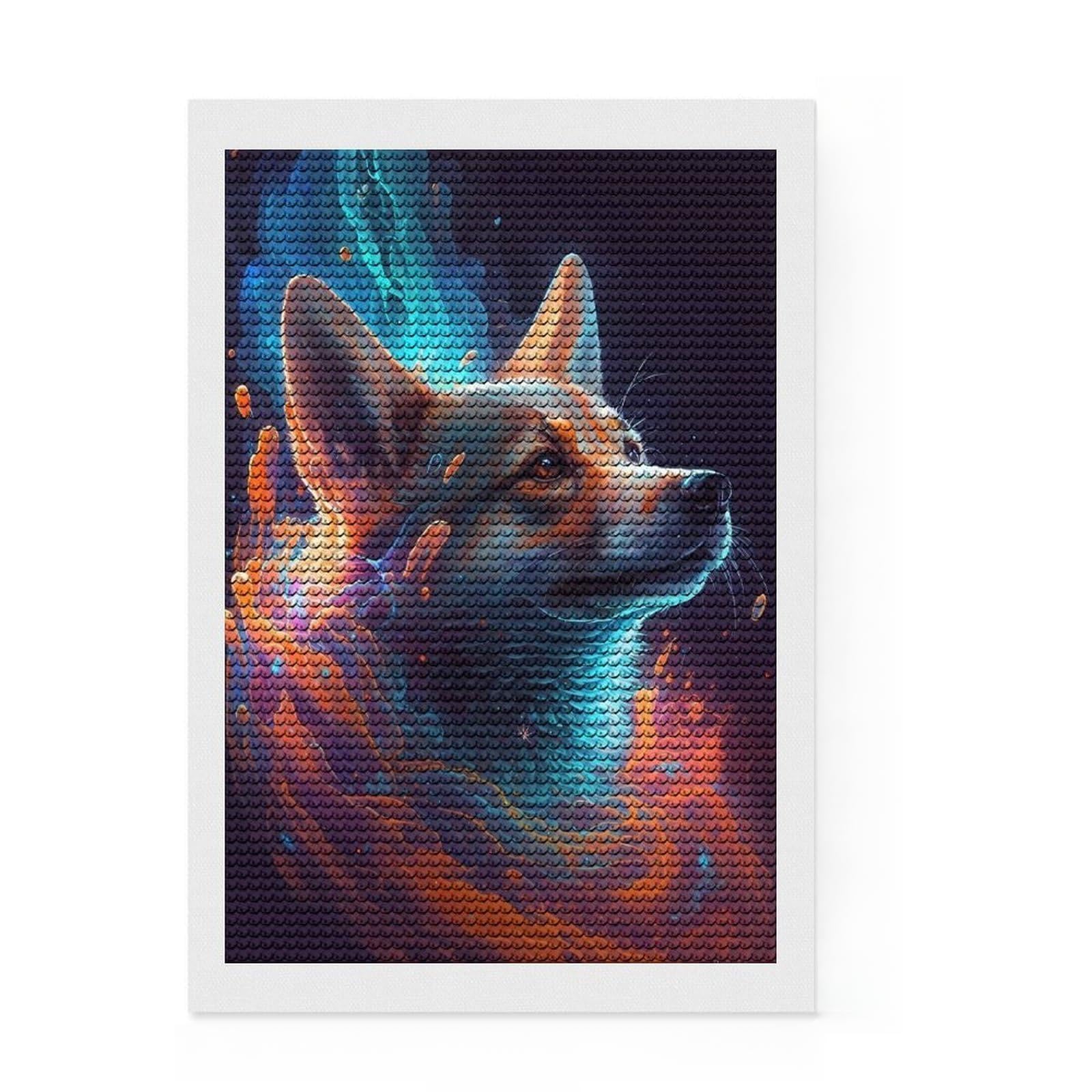 Junmoney Corgi Dog Storybook Diamond Style Art Kit 8"x12", Boho Decor, Gift Idea, Farmhouse Decor, Winter Craft, Artistic Hobby