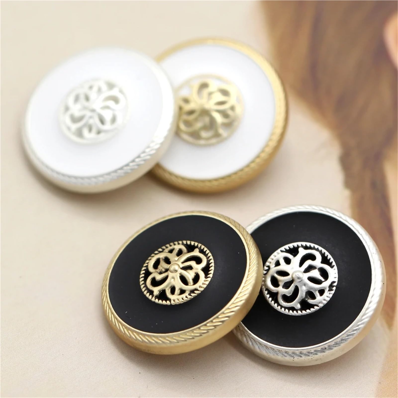 Bottoni vintage in metallo dorato, 30 pezzi, 18/20/23 mm, per giacche, cappotti, accessori da cucito