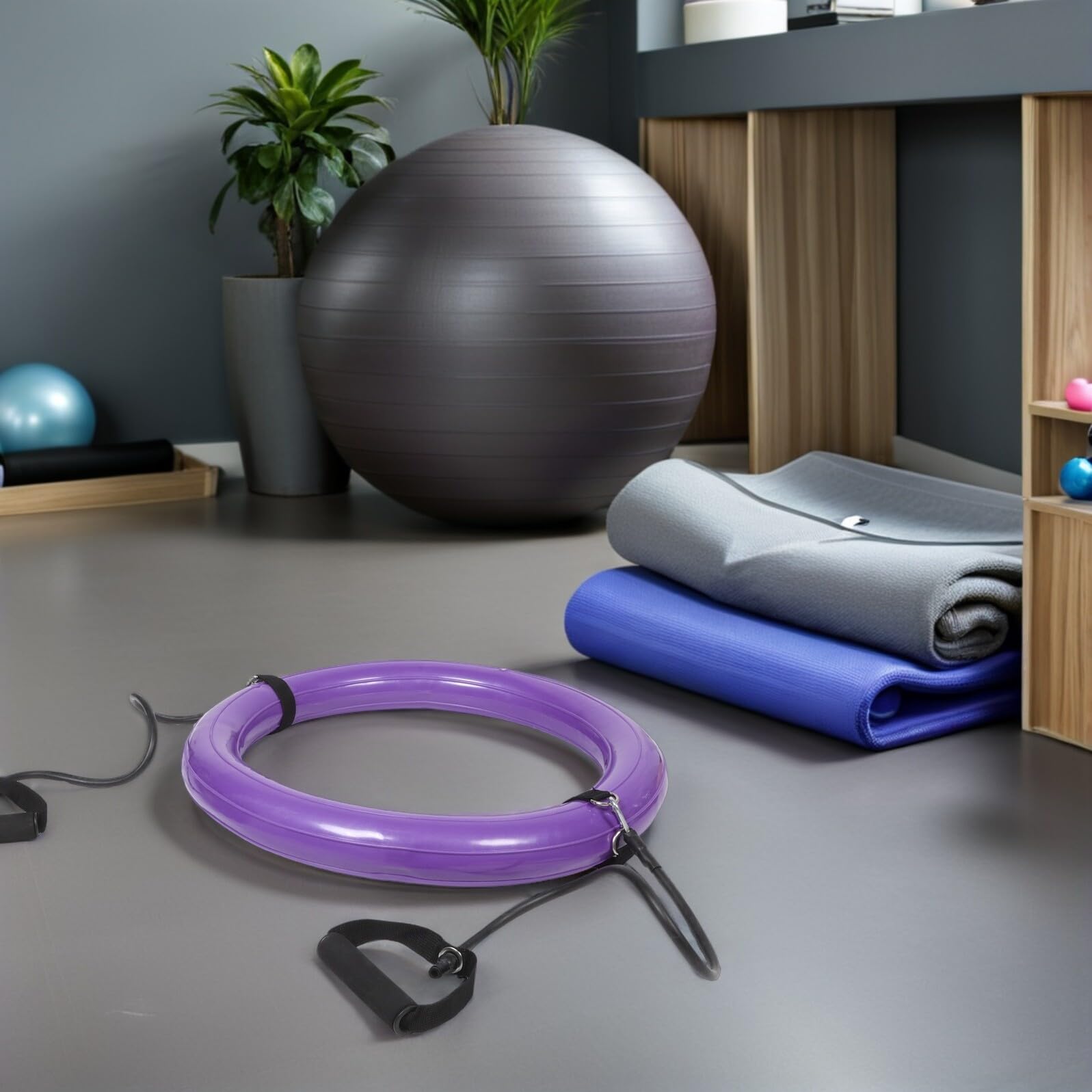 Cabilock Base Stabile per Palla da Yoga 60cm in PVC, Porpora | Anello Fisso Anti-scoppio, con Impugnatura Integrata, Supporto Rinforzato per Casa e Attività All'aperto