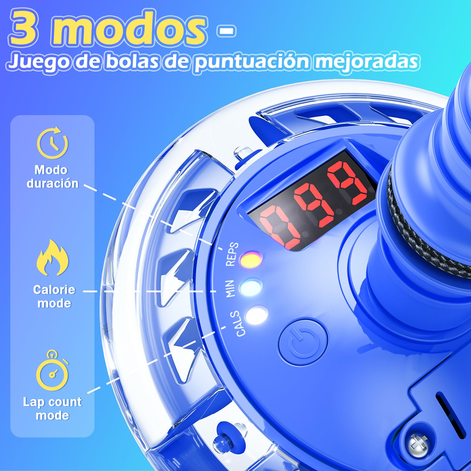 Springring Pedestal para niños con contador, temporizador, contador de calorías, juguete deportivo para niñas 6-12 años (Azul)