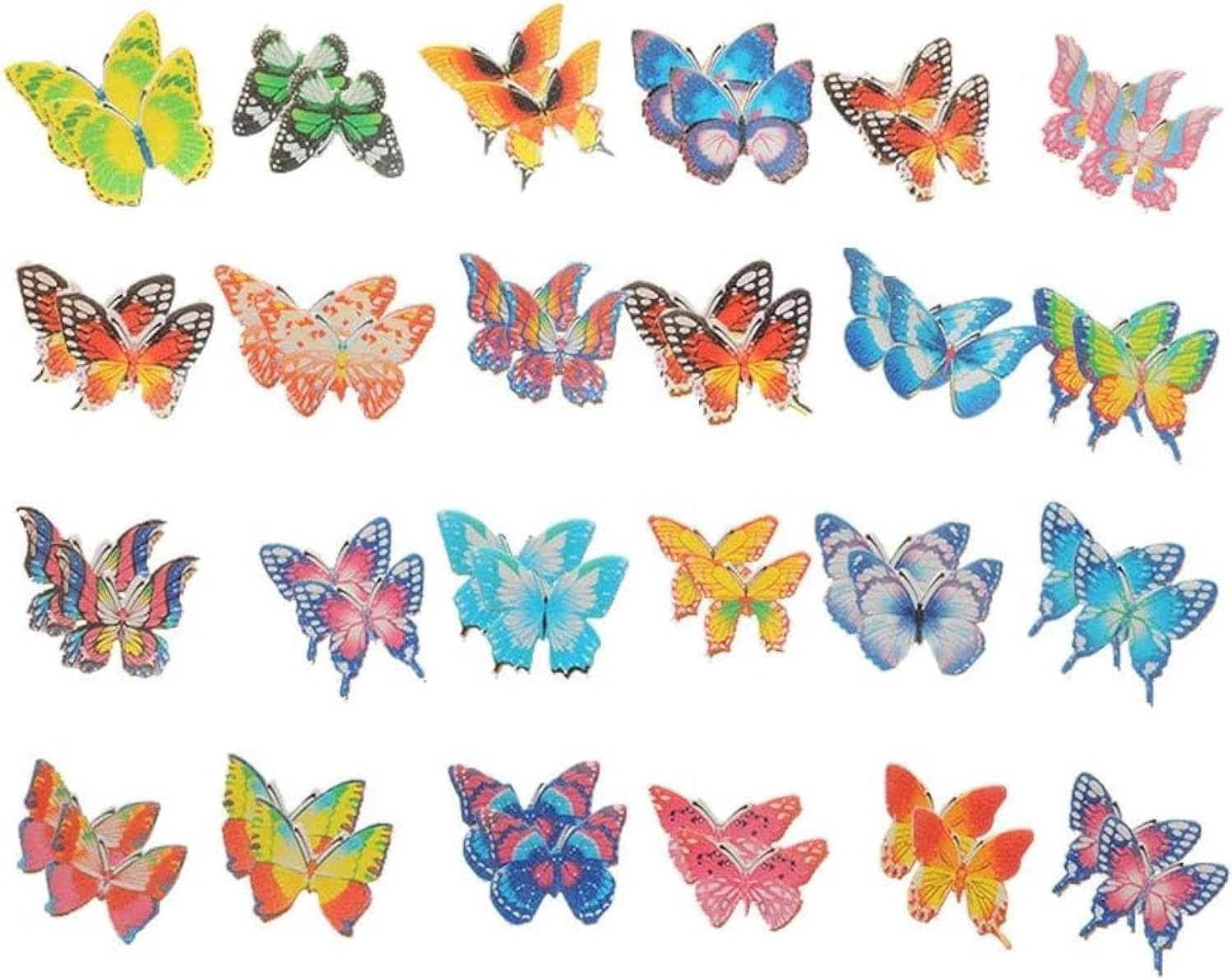 Rhomba Butterfly Cupcake Toppers 96PCS Eatable Food Decoration Cake Decoration Wafer Paper for Wedding Cakes Desserts(Mixed colors)