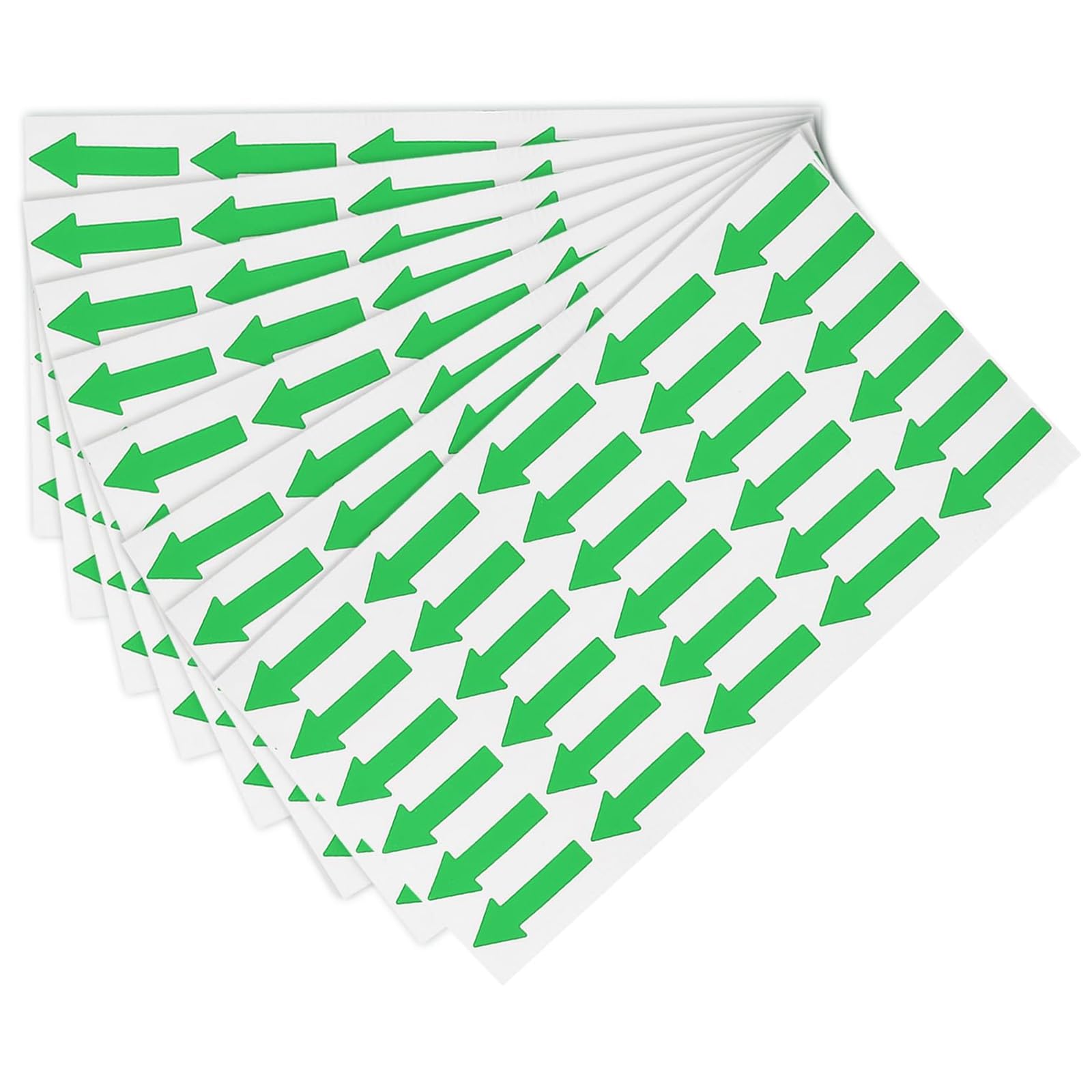 TOP-VIGOR 6 Pcs Small Arrow Stickers, 1.2x0.5 PVC Adhesive Labels for Flow Direction, Defect Marking, Inspection & Quality Control, Green