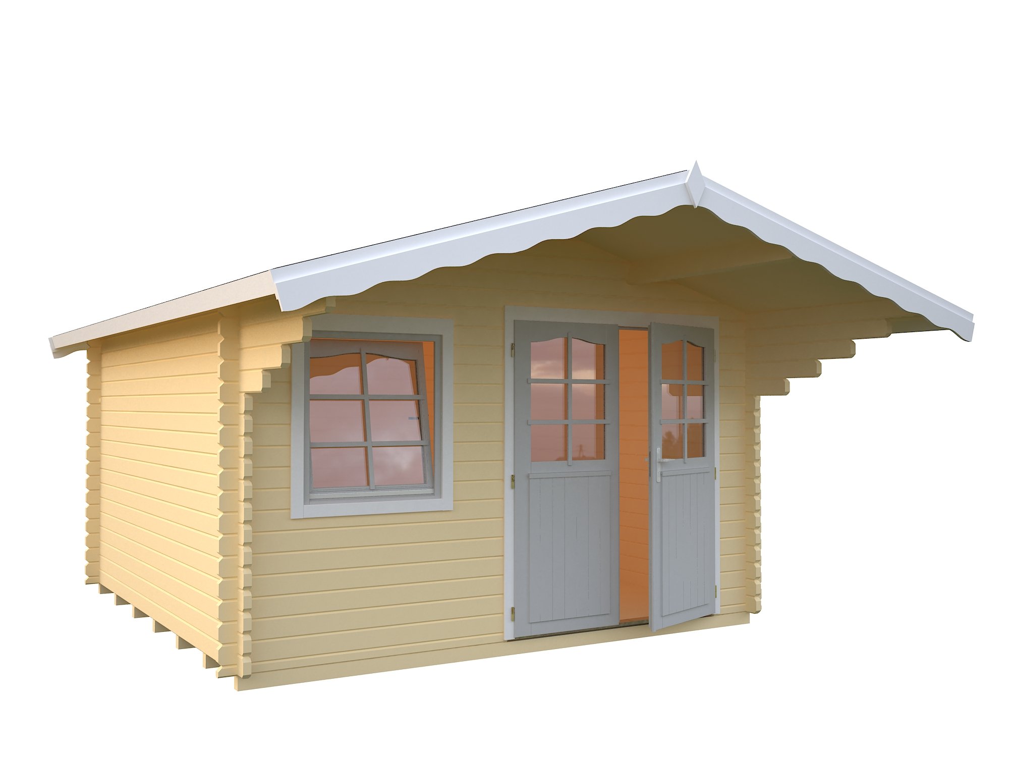Palmako Blockbohlenhaus Sally 12,3 44 mm natur Isolierglas