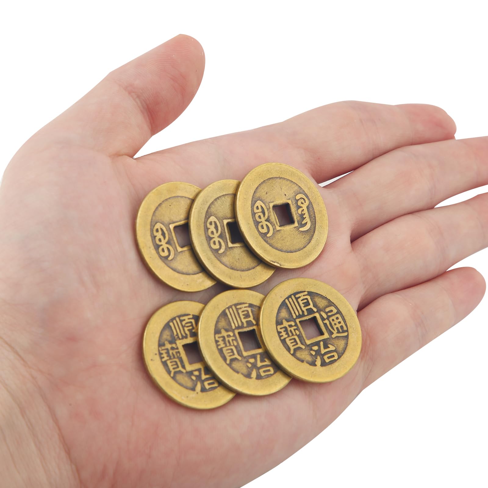BOXOB 6pcs I Ching Coins, 1.1 Inch Brass Chinese Fortune Lucky Coin for Divination Decor Bring Good Luck Wealth Success Health - Image 3