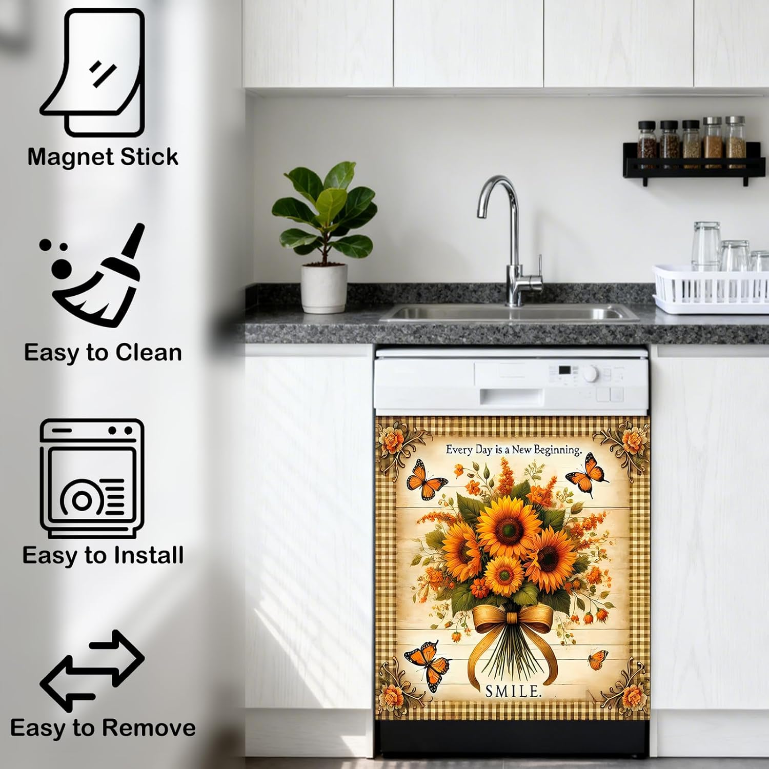 Nuxovilar Dishwasher Magnet Cover PVC 25.6x17 Inches - Dishwasher Covers for The Front Magnetic, Refrigerator Cover, for Family Kitchens, Playful Decor, Kid-Friendly Spaces